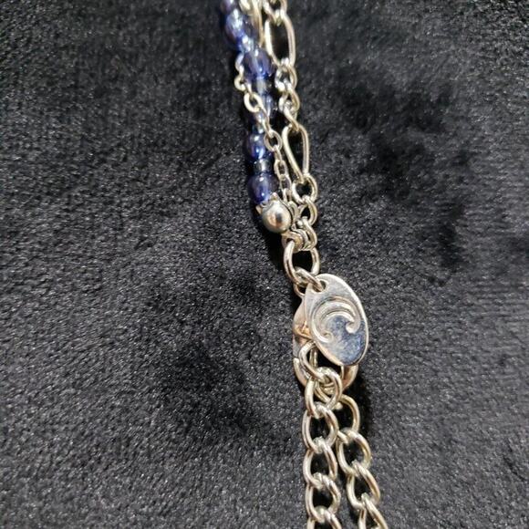 Womens Fashion Black Blue Rhinestones Long Collar Necklace with Lobster Clasp - Picture 7 of 7